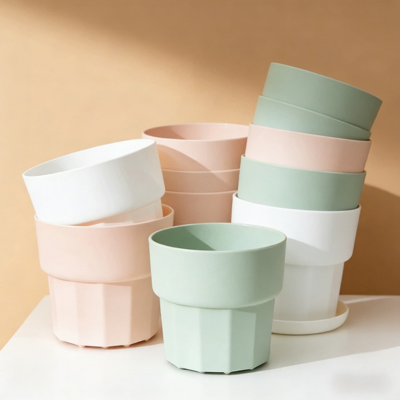 Echeveria Succulent - 厚みのある耐衝撃性プラスチック樹脂製植木鉢 北欧スタイル デスクトップ グリーンラディッシュ 多肉植物専用 小型ミニ鉢植え