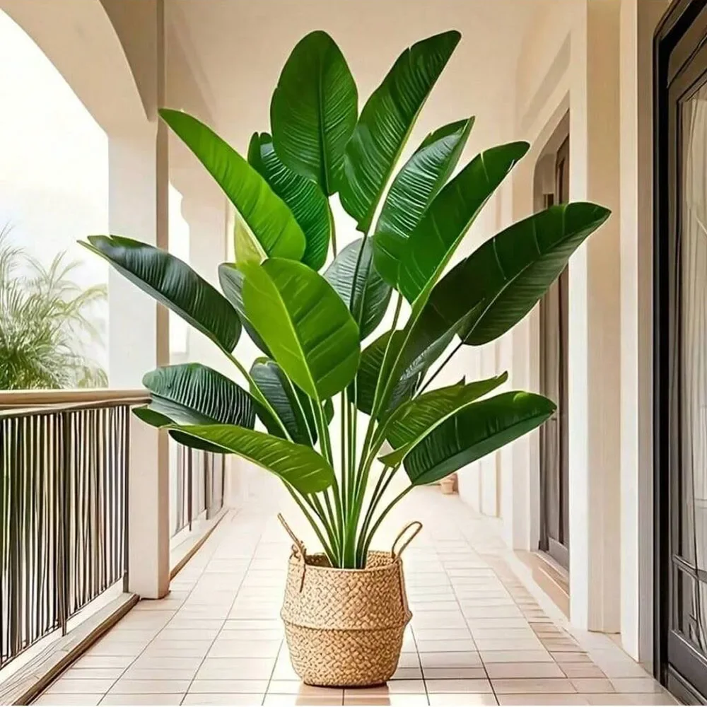 1個18枚の葉の人工植物、大きな熱帯ヤシの木、偽のバナナの葉 - Ficus Lyrata Tree のレビューと価格