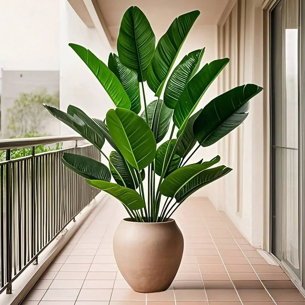 1個18枚の葉の人工植物、大きな熱帯ヤシの木、偽のバナナの葉 - Ficus Lyrata Tree のレビューと価格