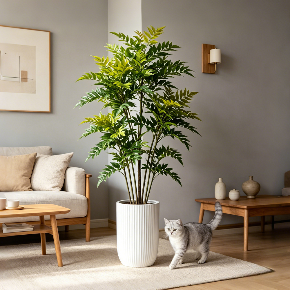 73-135cmの人工ナンディナ植物、大きな偽物の漆の木、人 - Ficus Lyrata Tree のレビューと価格
